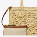 TORY BURCH T Monogram Raffia Square Tote – Natural