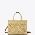 TORY BURCH T Monogram Raffia Square Tote – Natural