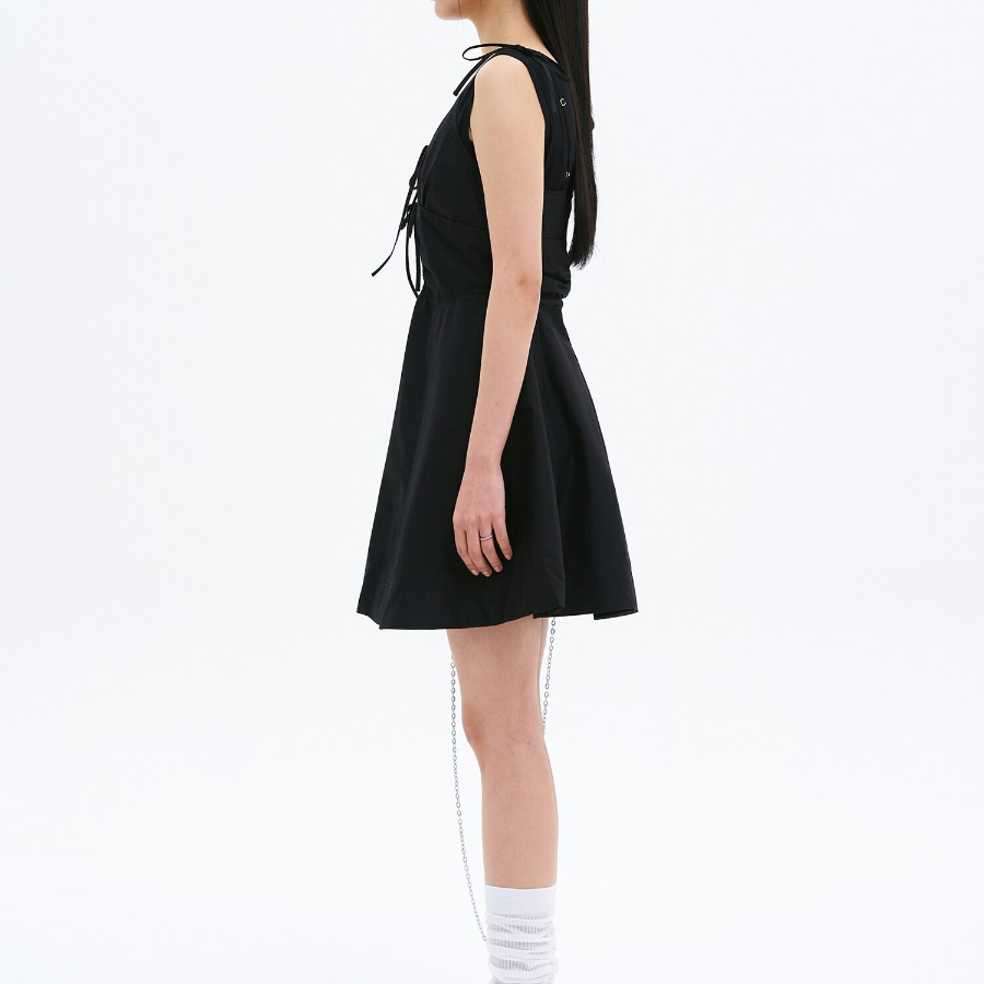 8 seconds Cotton Sleeveless Mini Dress — Black