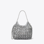 TORY BURCH Fleming Woven Mini Hobo Bag – Silver
