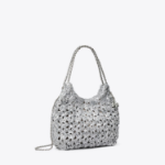 TORY BURCH Fleming Woven Mini Hobo Bag – Silver