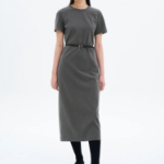 8 seconds Belted Blended Dress — Dark Gray