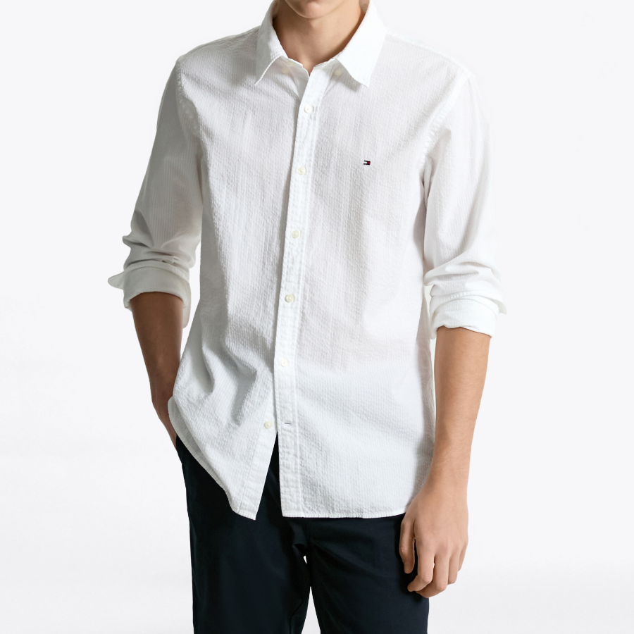 TOMMY HILFIGER [Official Headquarters] [Asian Fit] Seersucker Solid Shirt (T12F1WSH130MT2YCF)