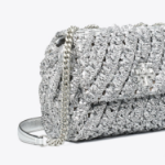TORY BURCH Kira Woven Small Convertible Shoulder Bag – Silver