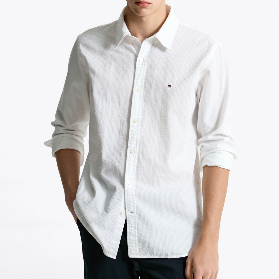 TOMMY HILFIGER [Official Headquarters] [Asian Fit] Seersucker Solid Shirt (T12F1WSH130MT2YCF)