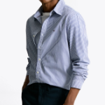 TOMMY HILFIGER [Official Headquarters] [Asian Fit] Poplin Stripe Shirt (T12F1WSH100MT20A5)