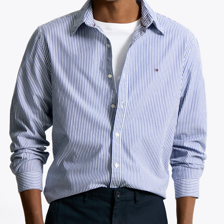 TOMMY HILFIGER [Official Headquarters] [Asian Fit] Poplin Stripe Shirt (T12F1WSH100MT20A5)