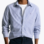 TOMMY HILFIGER [Official Headquarters] [Asian Fit] Poplin Stripe Shirt (T12F1WSH100MT20A5)