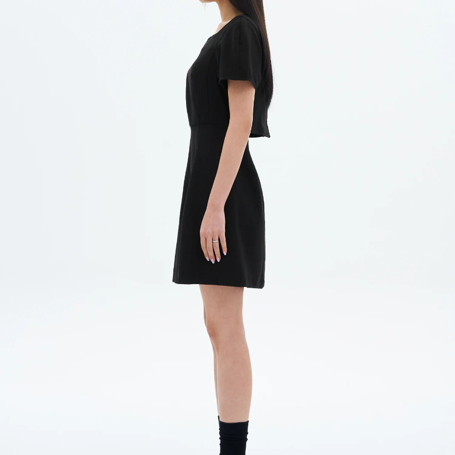 8 seconds Mini Short Sleeve Dress — Black