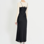8 seconds Satin Sleeveless Long Dress — Black