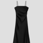 8 seconds Satin Sleeveless Long Dress — Black