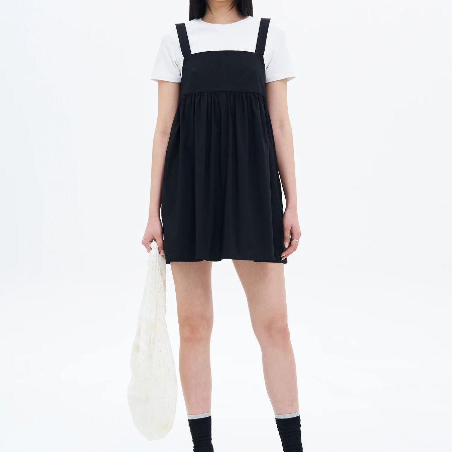 8 seconds Back Ribbon Mini Dress — Black