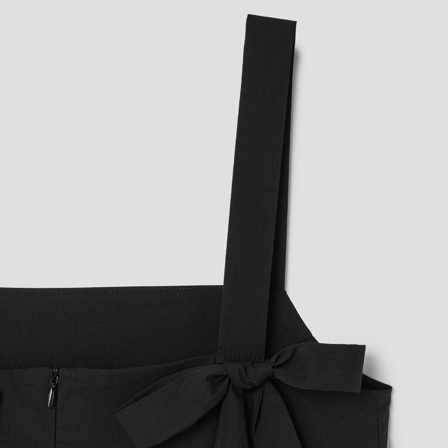 8 seconds Back Ribbon Mini Dress — Black