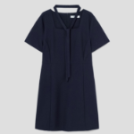 8 seconds Short Sleeve String Dress — Navy