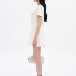 8 seconds Short Sleeve Flared Hem Mini Dress — White