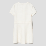 8 seconds Short Sleeve Flared Hem Mini Dress — White