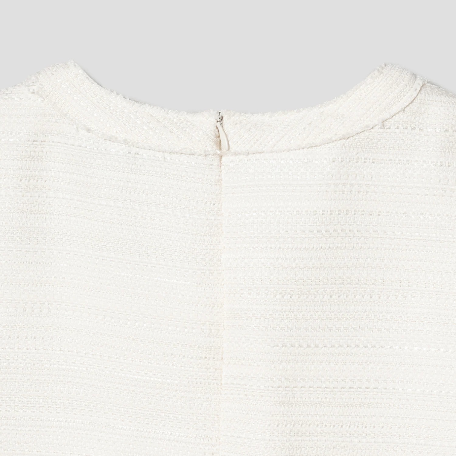 8 seconds Short Sleeve Flared Hem Mini Dress — White