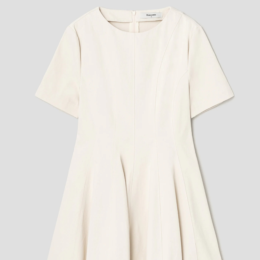 8 seconds Flare Mini Dress — Beige