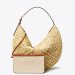 TORY BURCH T Monogram Raffia Balloon Bag – Natural