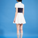 8 seconds Shirt Collar Short Sleeve Flare Mini Dress — White