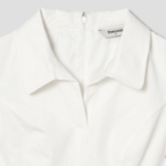 8 seconds Shirt Collar Short Sleeve Flare Mini Dress — White