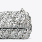 TORY BURCH Kira Woven Mini Flap Bag – Silver