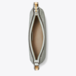TORY BURCH T Monogram Pebble Crescent Bag – Titanium