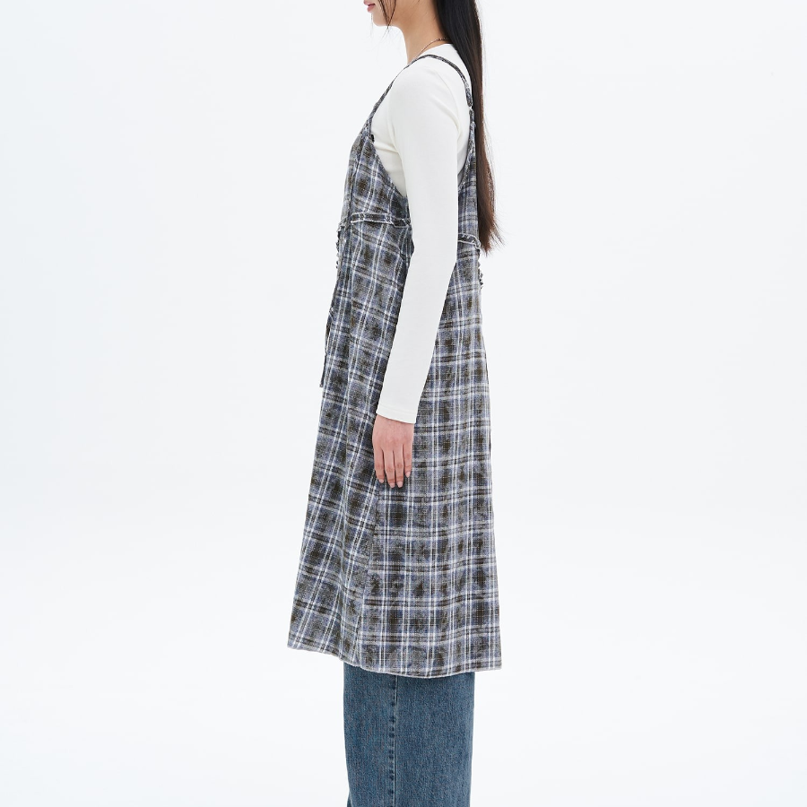 8 seconds Vintage Check Layered Dress — Blue