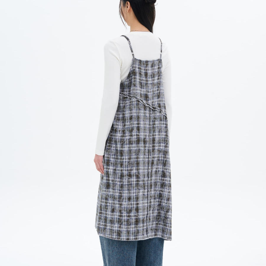 8 seconds Vintage Check Layered Dress — Blue