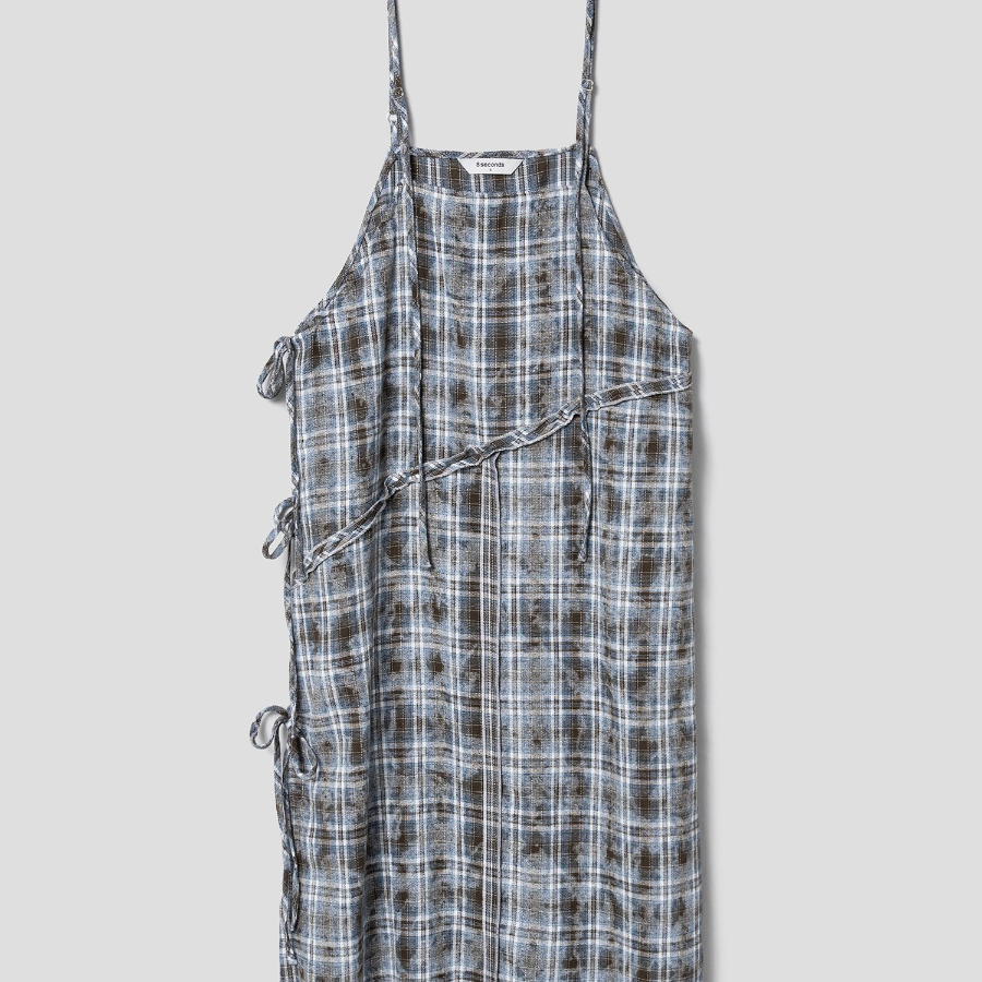 8 seconds Vintage Check Layered Dress — Blue