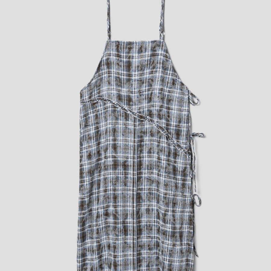 8 seconds Vintage Check Layered Dress — Blue
