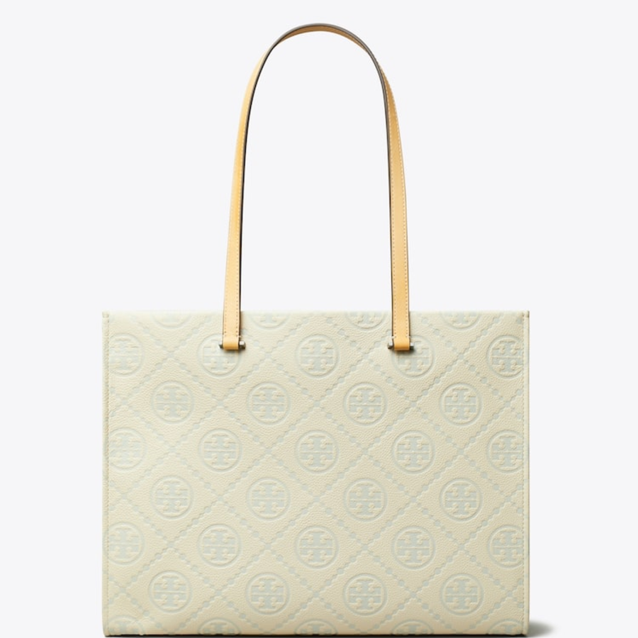TORY BURCH T Monogram Pebble Tote – Titanium