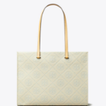 TORY BURCH T Monogram Pebble Tote – Titanium