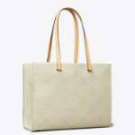 TORY BURCH T Monogram Pebble Tote – Titanium
