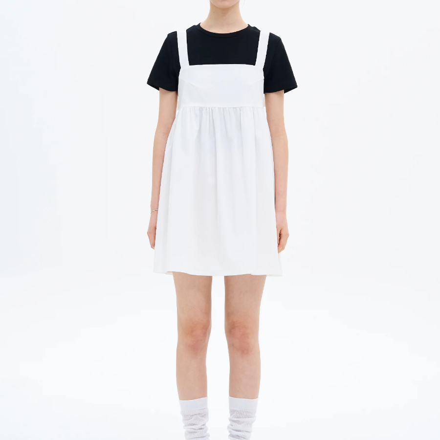 8 seconds Back Ribbon Mini Dress — White