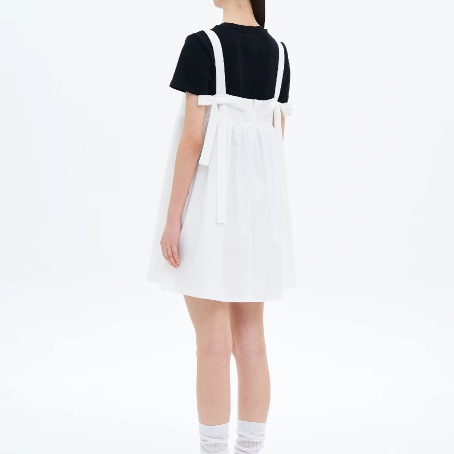8 seconds Back Ribbon Mini Dress — White