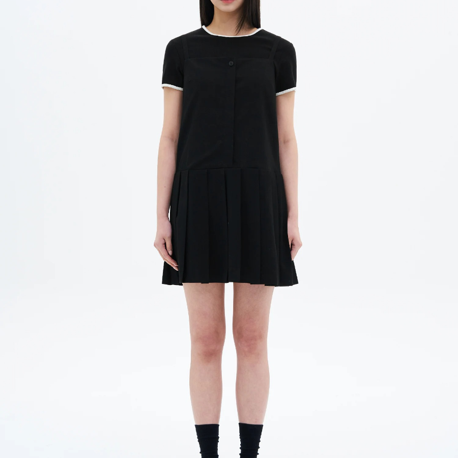 8 seconds Pleats Mini Dress — Black