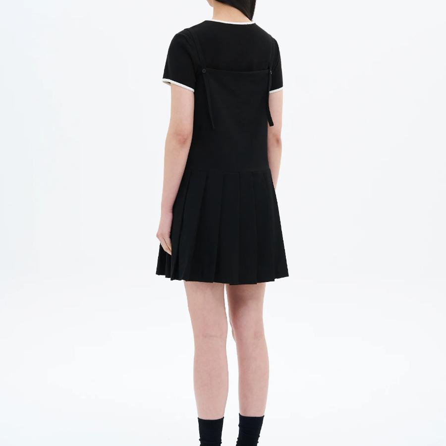 8 seconds Pleats Mini Dress — Black