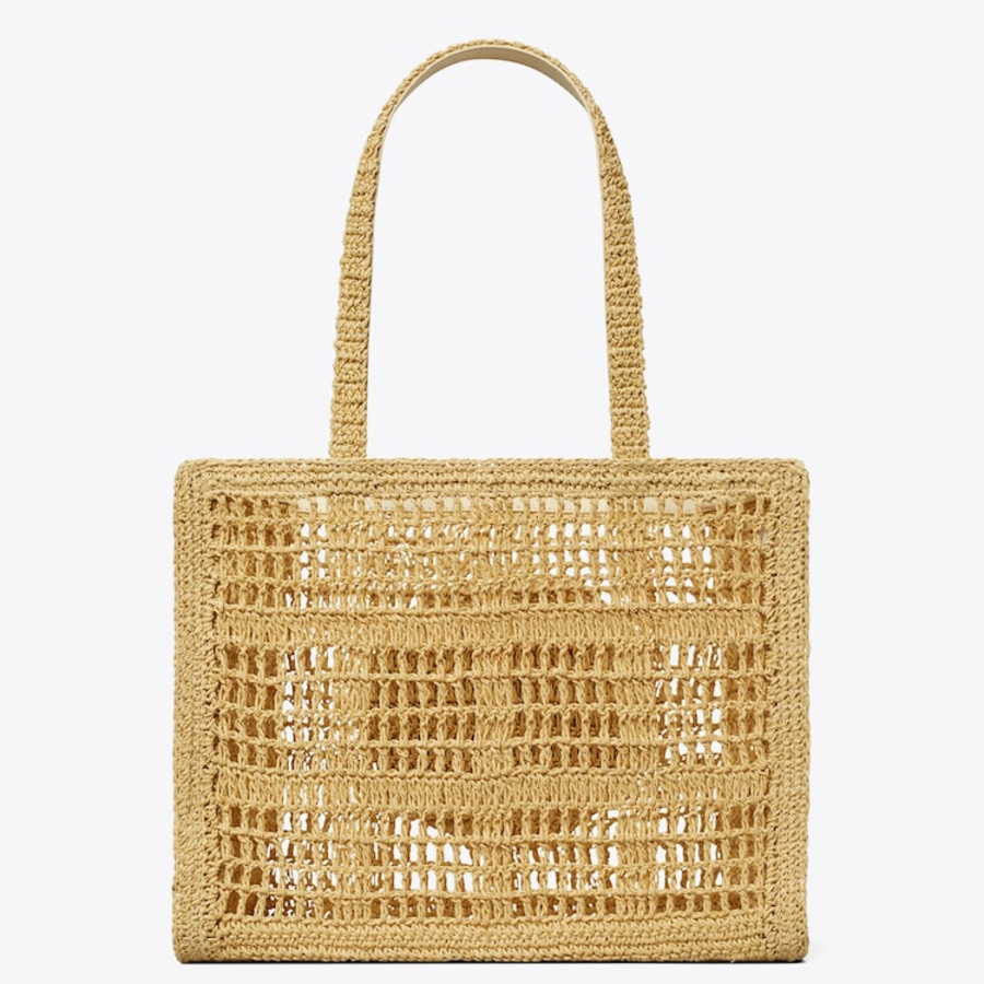 TORY BURCH Ella Hand-Crocheted Small Tote – Natural