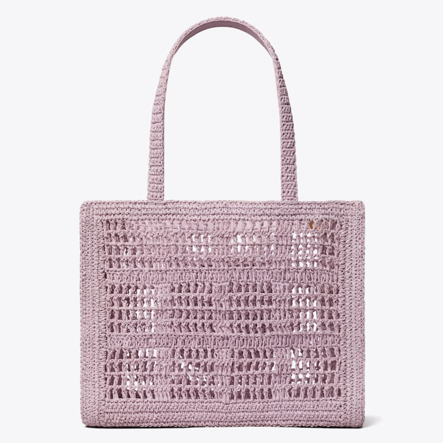 TORY BURCH Ella Hand-Crocheted Small Tote – Purple