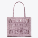 TORY BURCH Ella Hand-Crocheted Small Tote – Purple