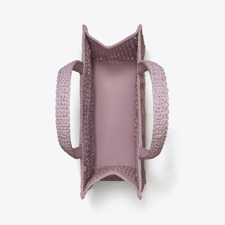 TORY BURCH Ella Hand-Crocheted Small Tote – Purple