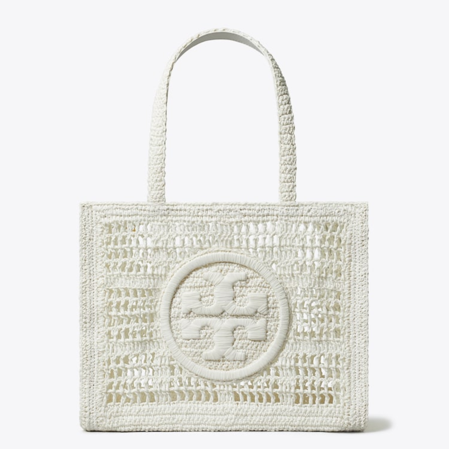 TORY BURCH Ella Hand-Crocheted Small Tote – White