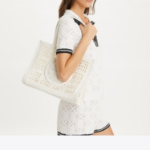 TORY BURCH Ella Hand-Crocheted Small Tote – White