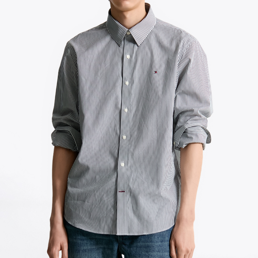 TOMMY HILFIGER [Official Headquarters] Cotton Stripe Shirt (T12F1WSH110MT20BD)