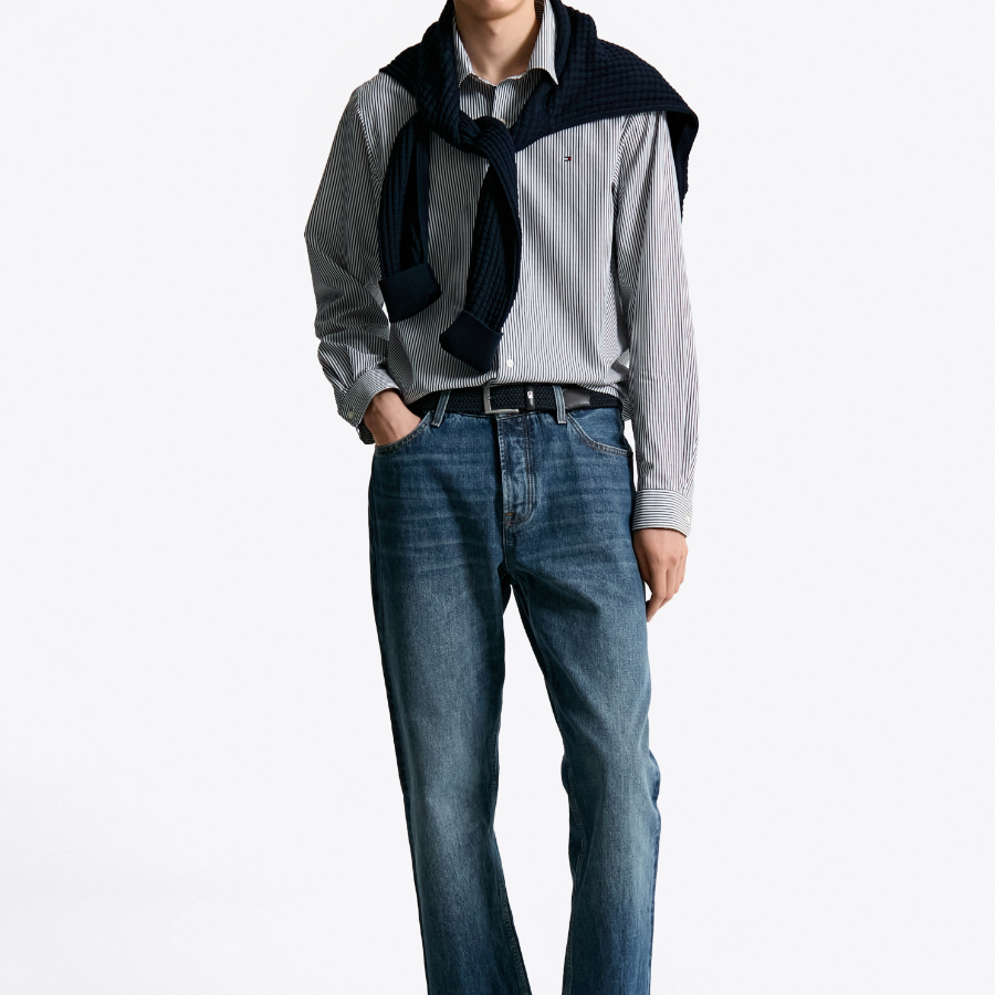 TOMMY HILFIGER [Official Headquarters] Cotton Stripe Shirt (T12F1WSH110MT20BD)