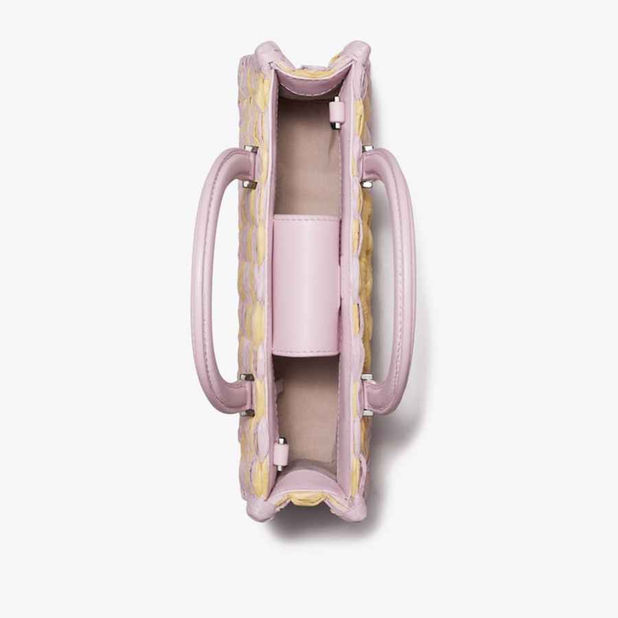 TORY BURCH Ella Hand-Crocheted Checkered E/W Top Handle – Pale Purple