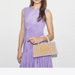 TORY BURCH Ella Hand-Crocheted Checkered E/W Top Handle – Pale Purple