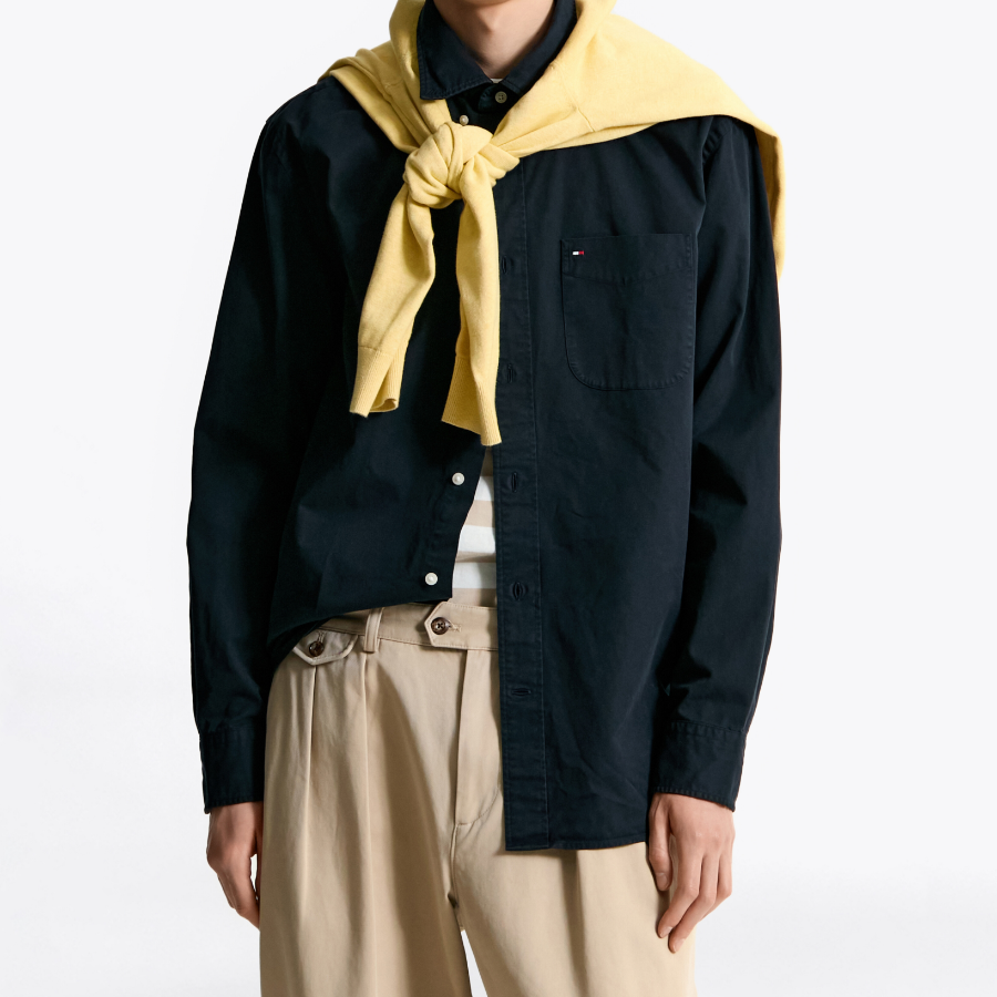 TOMMY HILFIGER [Official Headquarters] [Relax Fit] Garment-Dyed Twill Solid Shirt (T12F0WSH040MT1DW5)