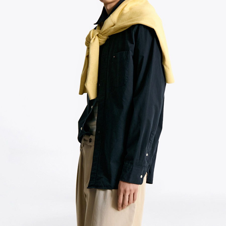 TOMMY HILFIGER [Official Headquarters] [Relax Fit] Garment-Dyed Twill Solid Shirt (T12F0WSH040MT1DW5)